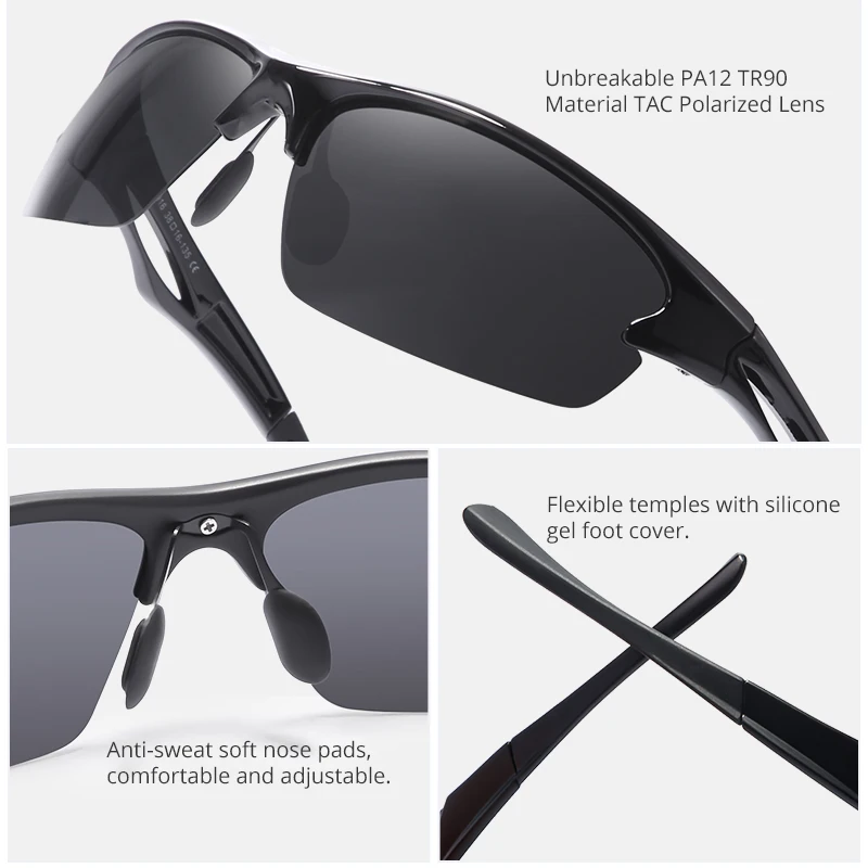 2021 Нов Спорт На открито Мъжки Поляризирани Слънчеви Очила Риболовни Слънчеви Очила Гъвкава Рамка от материал TR90 С въздушни отвори UV400 Изображение  1