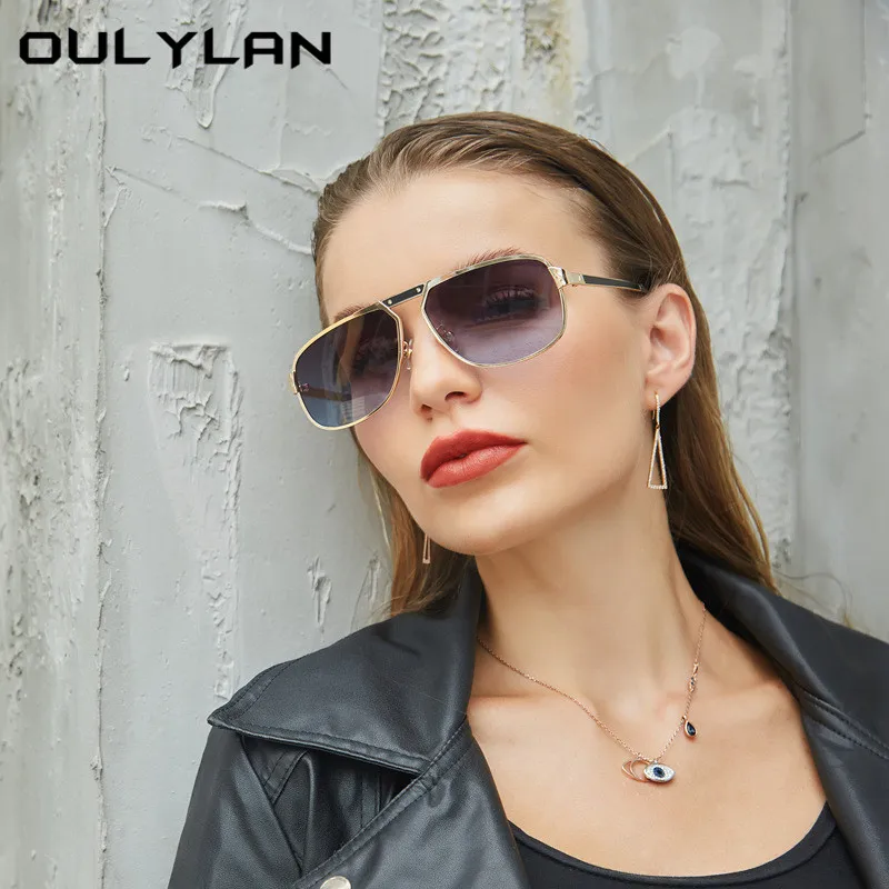 Oulylan Ретро Големи Слънчеви Очила Мъже, Жени Нова Мода Метална Дограма За Мъжки Слънчеви Очила Модерен Улични Нюанси На Пилотни Очила Изображение  1