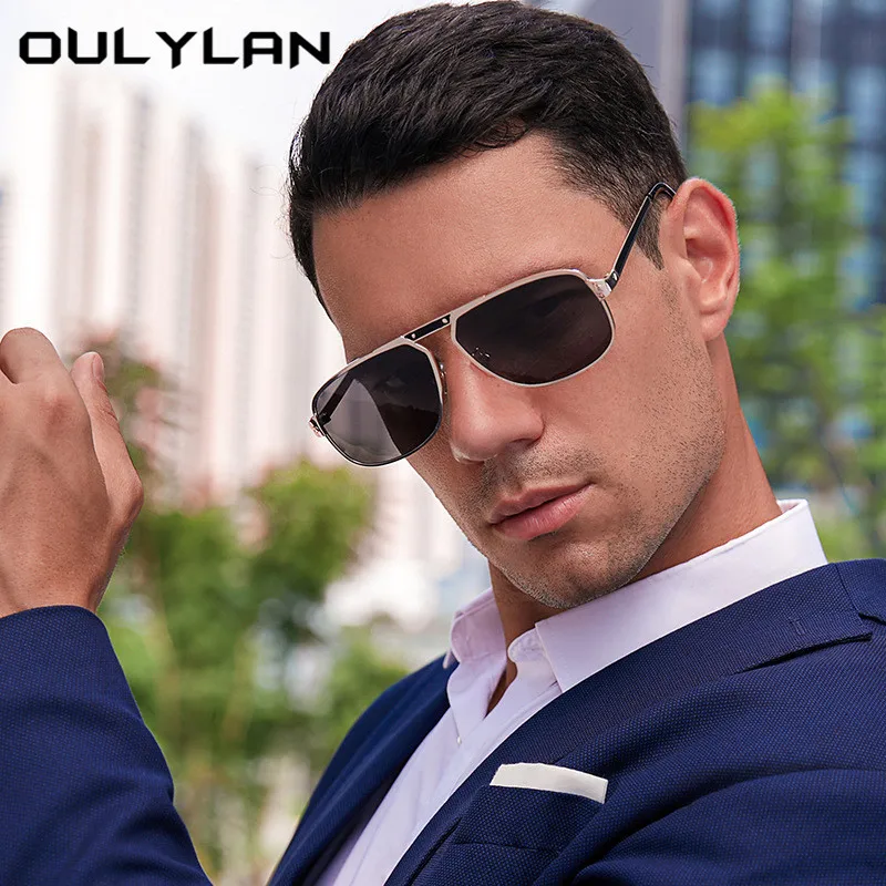 Oulylan Ретро Големи Слънчеви Очила Мъже, Жени Нова Мода Метална Дограма За Мъжки Слънчеви Очила Модерен Улични Нюанси На Пилотни Очила Изображение  3