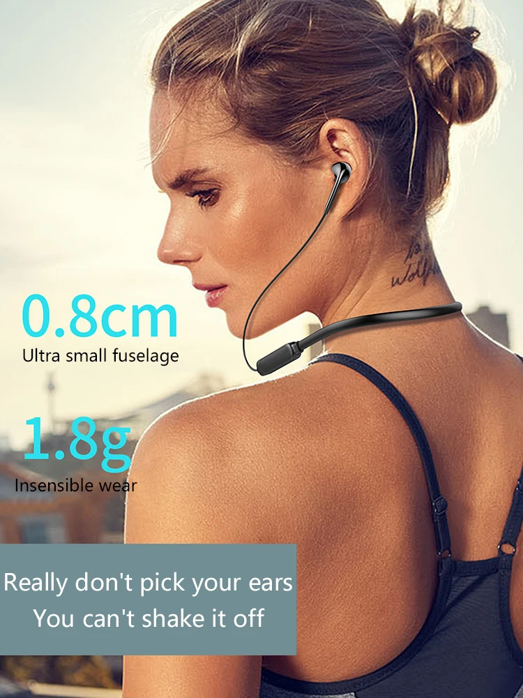 Безжични Bluetooth Слушалки 5.0 Спортни Слушалки За Джогинг Водоустойчиви Спортни Слушалки с Шейным каишка За Всички Телефони Изображение  3