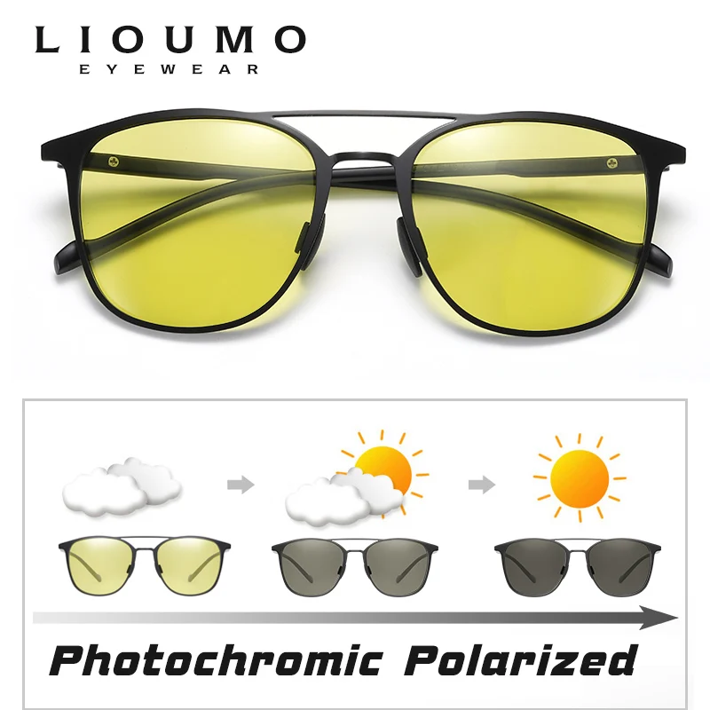 Корпоративна дизайн Свръхлеки квадратни Фотохромичните Слънчеви очила за мъже, дамски Поляризирани очила за шофиране през деня и нощно виждане zonnebril heren Изображение  3