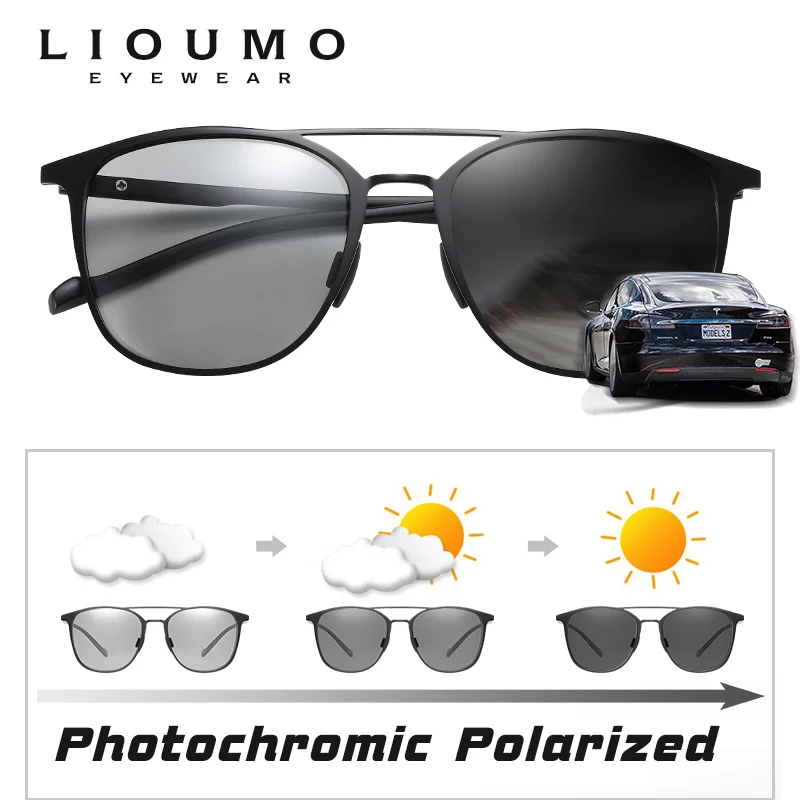 Корпоративна дизайн Свръхлеки квадратни Фотохромичните Слънчеви очила за мъже, дамски Поляризирани очила за шофиране през деня и нощно виждане zonnebril heren Изображение  4