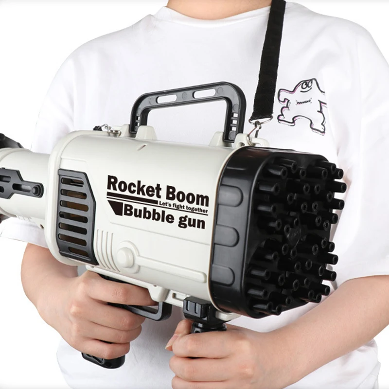 Нов Електрически Пузырьковый Пистолет Gatlin Rocket с 44 отвори Голяма Детска Баня Магически Балончета Машина 2021 Горещи Сапунени Мехури Пластмасови Играчки Изображение  2