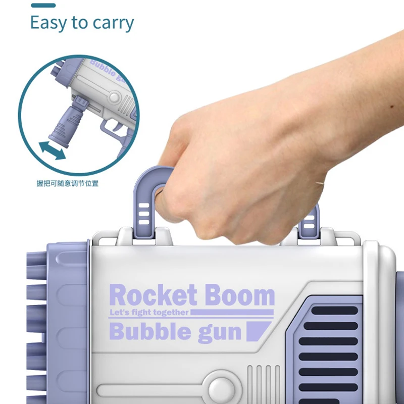 Нов Електрически Пузырьковый Пистолет Gatlin Rocket с 44 отвори Голяма Детска Баня Магически Балончета Машина 2021 Горещи Сапунени Мехури Пластмасови Играчки Изображение  5