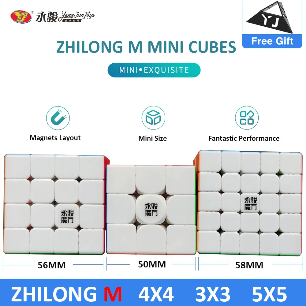 Оригинален YJ Zhilong Mini 3x3 М 4x4 5x5 М М Високоскоростни Магнитни Кубчета Малък Размер YongJun Zhilong Magico Куб Пъзел Играчки Магнитен Куб Изображение  4