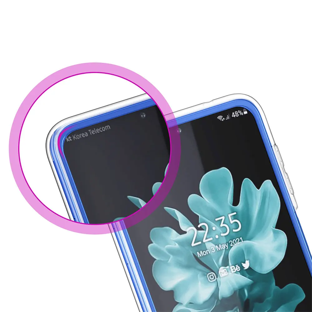 Прозрачен калъф за телефон Samsung Galaxy Z Flip 3 Калъф за Galaxy Z Flip 5G Твърд КОМПЮТЪР с прозрачен ръба на Чанта Луксозен Розов Розов Мрамор Изображение  3