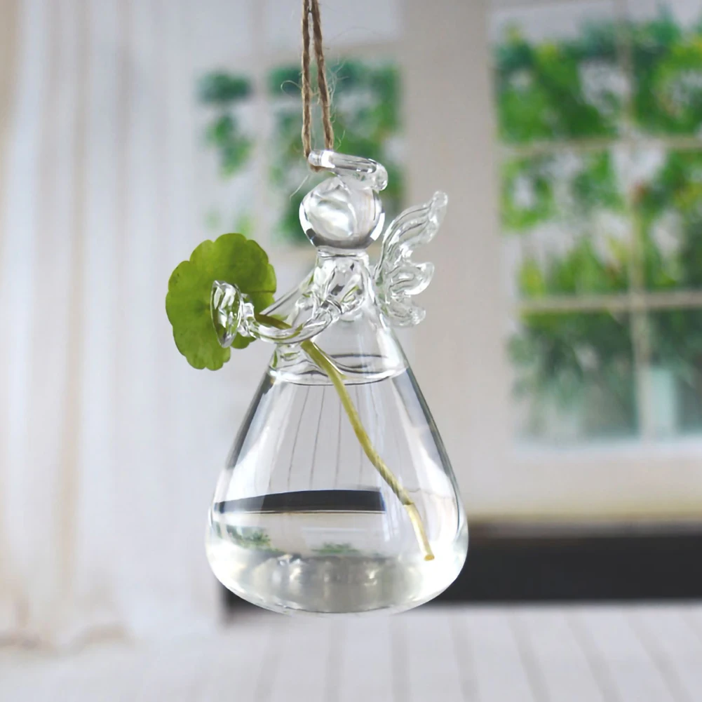 Прозрачна Стъклена Ваза Хидропоника Терариум Растение саксия Прозрачно Стъкло Форма на Ангел Ваза за цветя Скъпа Посуда и прибори за аранжирането на цветя Изображение  3
