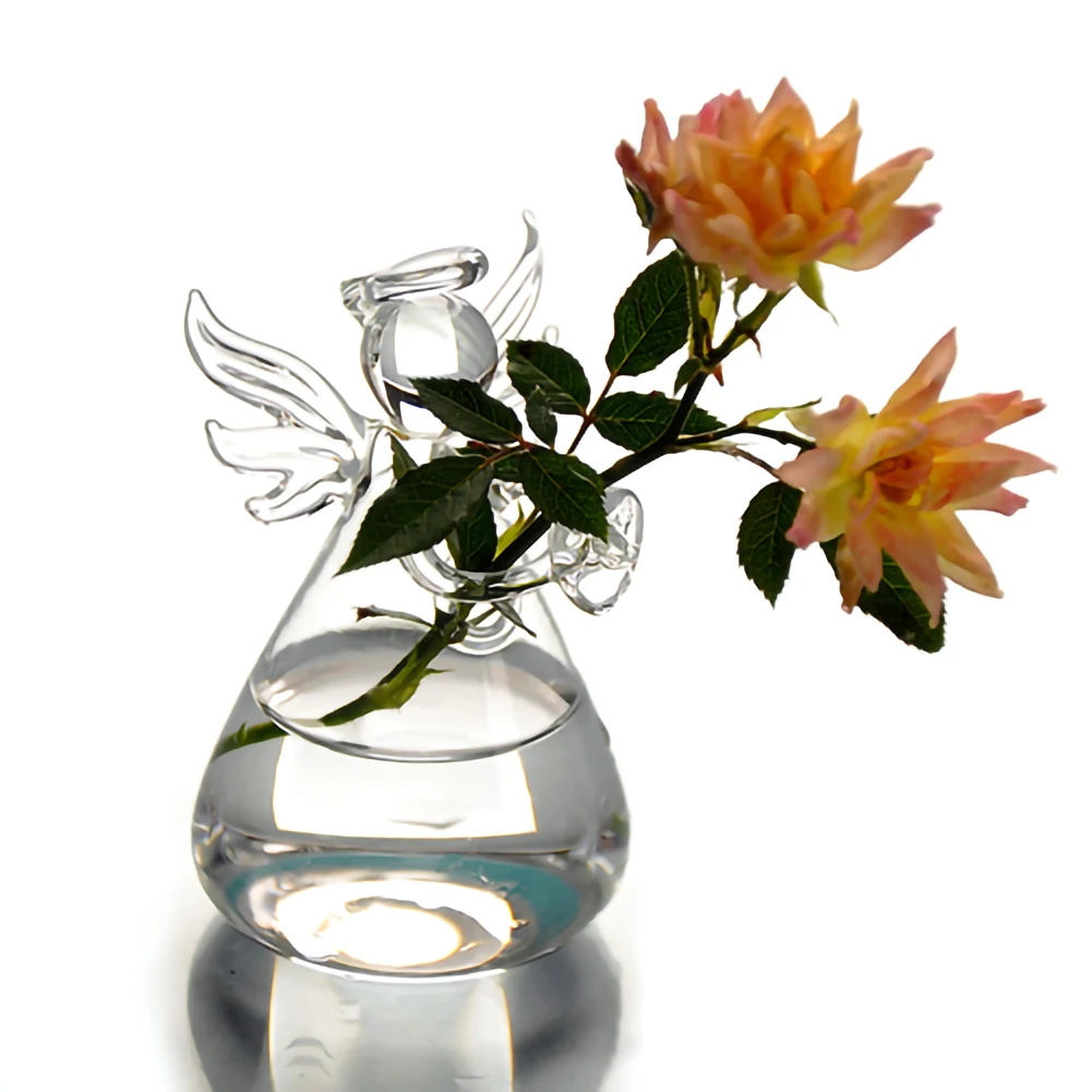 Прозрачна Стъклена Ваза Хидропоника Терариум Растение саксия Прозрачно Стъкло Форма на Ангел Ваза за цветя Скъпа Посуда и прибори за аранжирането на цветя Изображение  4