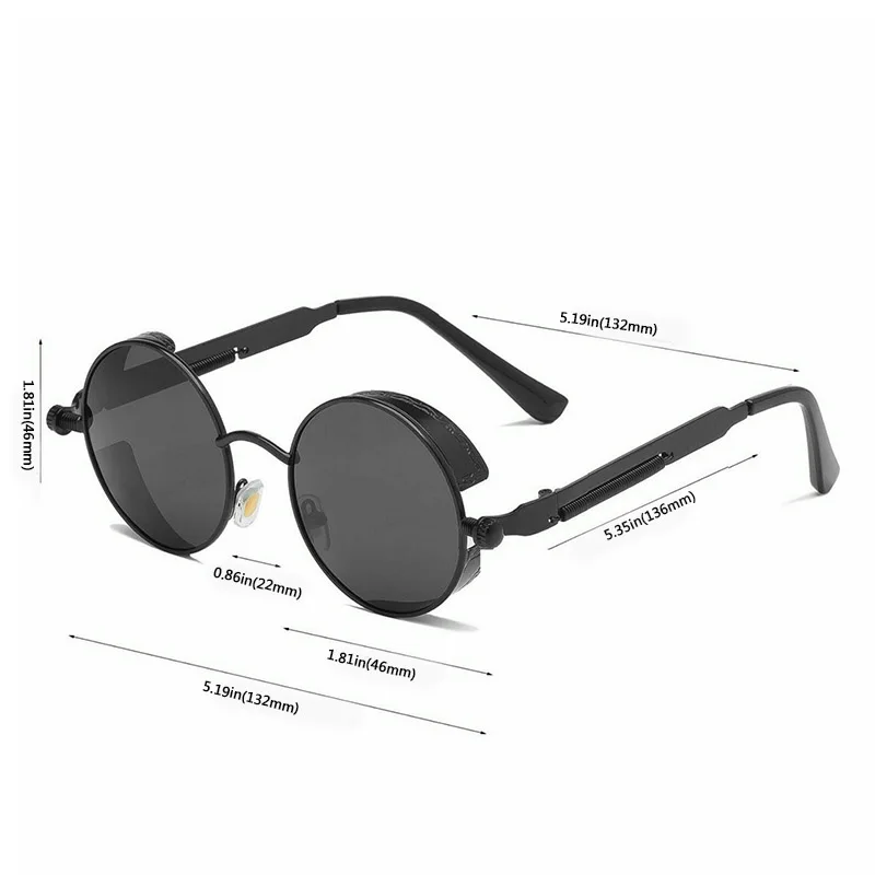 Реколта Поляризирани Слънчеви Очила в стил Steampunk Мъжки Нов Дизайн Кръгли Слънчеви Очила с UV400 Изображение  0
