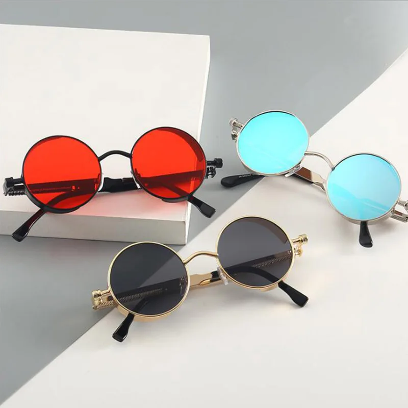 Реколта Поляризирани Слънчеви Очила в стил Steampunk Мъжки Нов Дизайн Кръгли Слънчеви Очила с UV400 Изображение  1