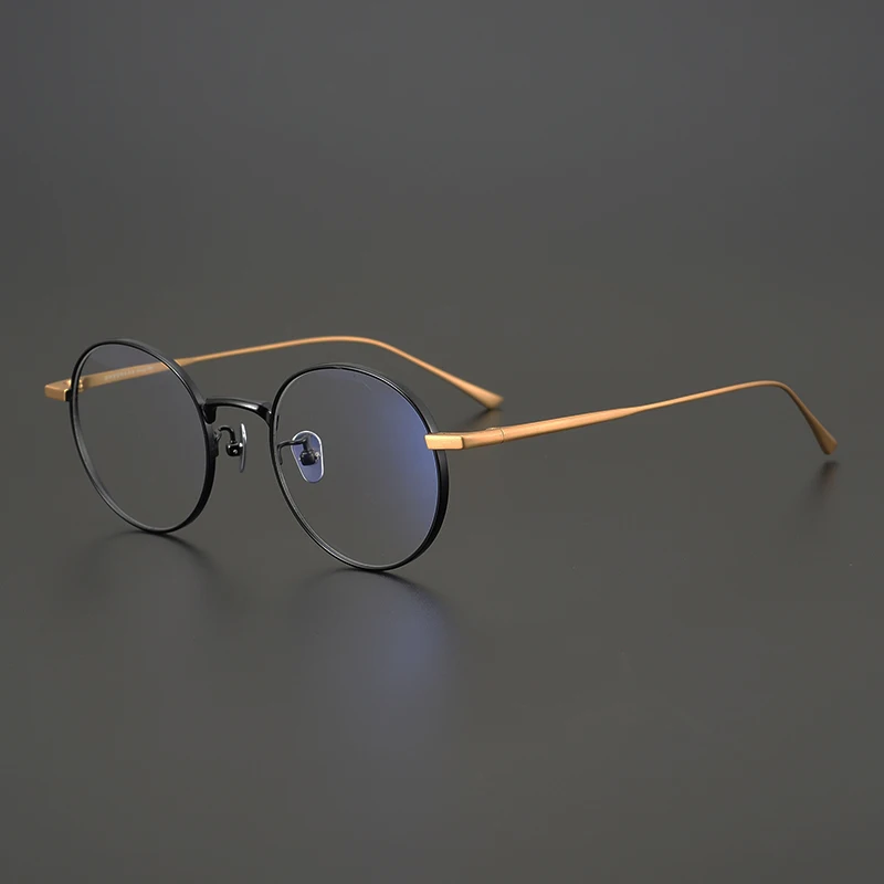 Японски Ретро Кръгли Очила, Ръчна изработка на кръгли Рамки За оптични Очила на Мъже, Жени Титанов Очила за късогледство рецепта Oculos Grau De Изображение  4