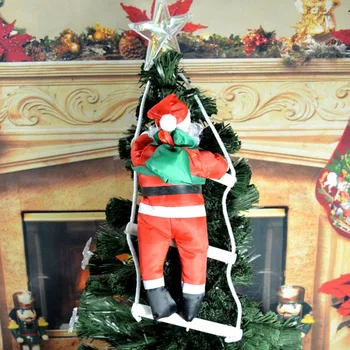 Голяма 60/80 см Коледна кукла Ноел Натал Дядо Коледа със стълби за изкачване, за да подарявате подарък Синт Николаас Украса на Коледната елха
