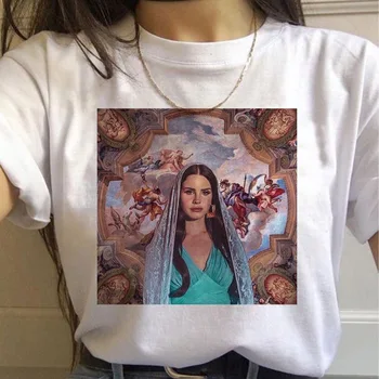 Тениска Lana Del Rey Ulzzang дамски забавна тениска с корейски принтом за феновете на 90-те години, графична риза в стил Харадзюку, дамска тениска