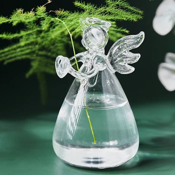 Прозрачна Стъклена Ваза Хидропоника Терариум Растение саксия Прозрачно Стъкло Форма на Ангел Ваза за цветя Скъпа Посуда и прибори за аранжирането на цветя