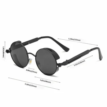Реколта Поляризирани Слънчеви Очила в стил Steampunk Мъжки Нов Дизайн Кръгли Слънчеви Очила с UV400