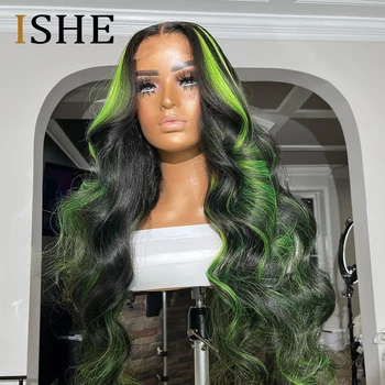 Изберете перука Зелен Цвят Дантелени Предната Перуки За жени, Цветни Перуки, изработени от човешка коса Обемна вълна на Дантела Пред Перука Бразилски коса Реми 180%