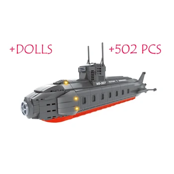 Военната серия Модел на Военен Кораб, Подводница Флот Военен Кораб градивните елементи на Детско Образование Подарък За Рожден Ден 502 бр. направи си САМ