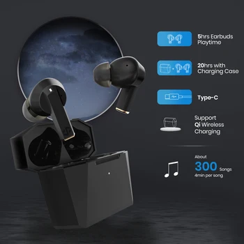 ANC Настоящите Безжични слушалки С активно шумопотискане Bluetooth 5,0 TWS Слушалки със стерео звук Сензорно управление Бързо зареждане