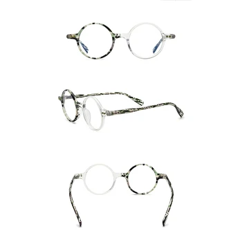 Бяла Оптиаклацетатная Кръгла Форма Комбинирана Цветна Рамки За Очила на Мъже, Жени Очила По рецепта на Ретро-Оптични Очила 9169