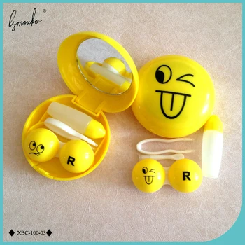 Lymouko Сладки Мультяшные Модели на Изразяване Усмивки Преносим с огледален Калъф за контактни лещи за Притежателя на Комплекта Кутия за лещи
