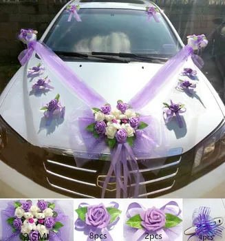 Във формата на сърце Изкуствени Цветя, Булчински Комплект Декор на Автомобила Сватбен Автомобил Обличам Украса Mod PE Роза Венец за Св. Валентин
