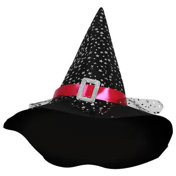 Детски момичета Костюм на Вещица за Хелоуин с блестящи сребърни звезди, Карнавальное рокля за Cosplay, със заострена шапка, Пръчица, добре облечени дрехи