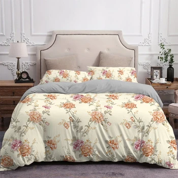 Чаршаф с растителна печат 220x240 210x210 Комплект легла Queen King Луксозни Цветя, Покривки за легло в Елегантна стеганое одеяло с калъфка