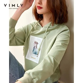 Vimly Дамски Модни блузи с качулка с принтом Свободна есен облекло Harajuku Дамски hoody Sudaderas F0669