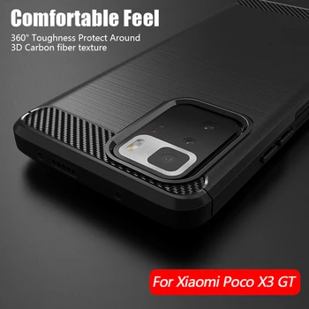 За Xiaomi Poco X3 GT Калъф Poco X3 Pro устойчив на удари Броня от въглеродни влакна Мек Силиконов TPU Тънка делото телефон Калъф Poco X3 GT