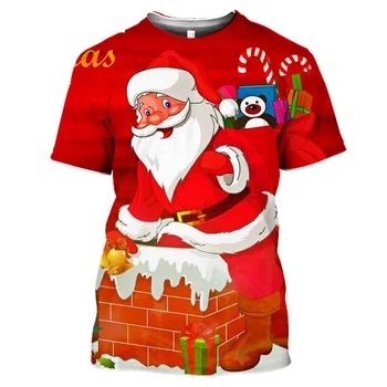 Дигитален печат Дядо Унисекс тениска Сладък Коледен подарък Снежен Топ За жени, За мъже Плюс размер Harajuku Градинска Ежедневни тениска Топ
