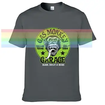 Тениска Gas-Monkey-Garage зелената кръгла риза за мъже Лимитированное издание унисекс Брандираната тениска Памук Удивителни Блузи с къс ръкав N028
