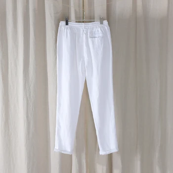 Нов Дизайн на Ежедневните Ленени Дълги Панталони Мъжки обикновена Модни маркови Панталони за мъже с еластична талия Pantaloni Панталони Un Pantalon