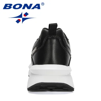 BONA 2021 Нови дизайнери Екшън Кожени спортни обувки За мъже, За разходки на открито Маратонки за почивка Mansculino Леки Zapatillas Hombre