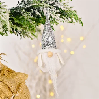 2022 Нова Година Навидад Коледно Дърво Висулка с пайети Шапка Безлични Горски Старецът Кукла Висулка Коледна украса Коледа Керст