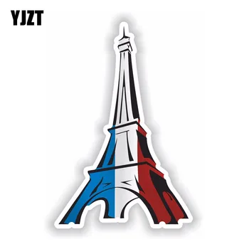 YJZT 14,4 СМ*9,3 см Творчески Тур Айфел в Париж Франция Флаг Стикер PVC Стикер за автомобил 6-1930
